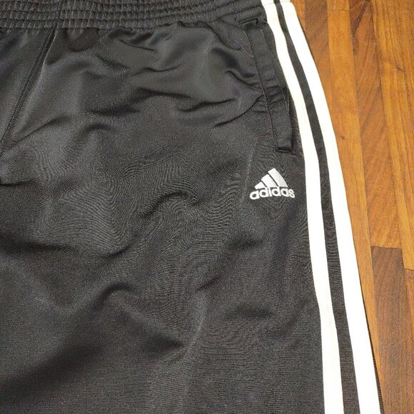 Adidas Black With White Stripe Joggers Workout Pants Side Leg Button Men's Large - Picture 4 of 12